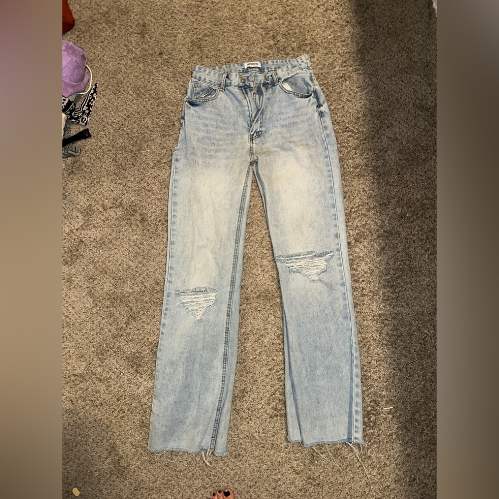 Baggy blue jeans